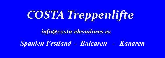 Costa Treppenlifte Treppenlift Plattformlifte  Senkrechtaufzug Sitzlift  für die Kanarischen Inseln  Teneriffa  Gomera Gran canaria